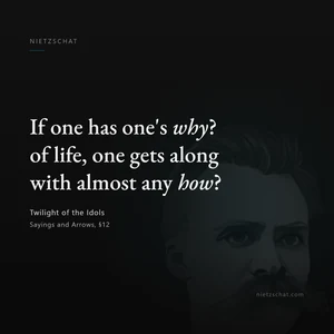 “If one has one's why? of life, one gets along with almost any how?” — Friedrich Nietzsche, Twilight of the Idols, Sayings and Arrows, §12
